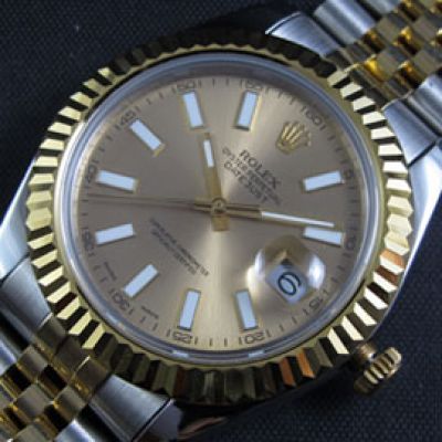 Clone Swiss ETA2836 Rolex 2-Tone Datejust II Watch Gold Dial